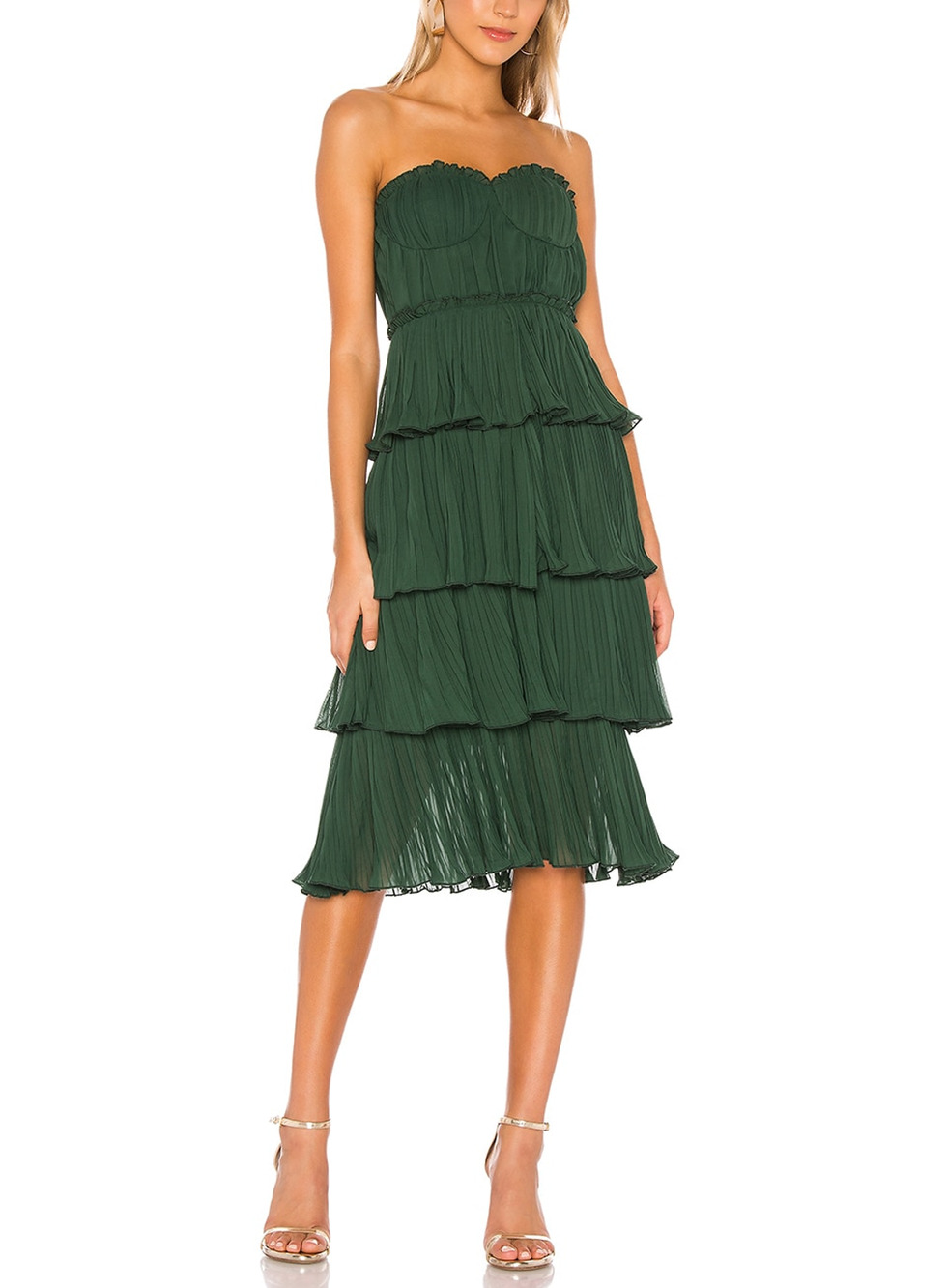 Lovers And Friends Tiered Emerald Green Alex Dress Size S NWT